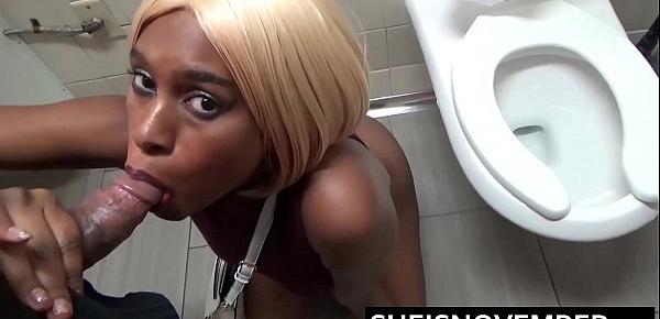  Fellatio By Msnovember In Fast Food Restaurant Rest Room On Ebony Knees Sucking On White Man Cock Big Natural Tits Out Making Direct Eye Contact With Mouth Full Sheisnovember HD